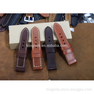 24mm Genuine Calf Leather Smooth Finish Vintage Watch Band Strap For Panerai Luminor 44mm Men Belt